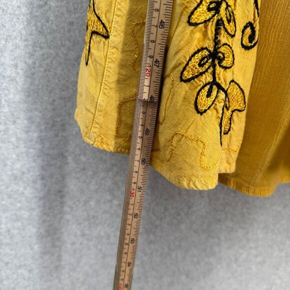 Womens Embroidered Maxi Dress Size S Yellow Cosplay Renaissance Boho Festival - Picture 12 of 13